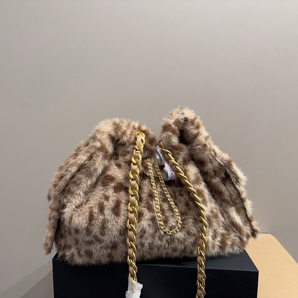 Women Hobo Mink Fur Designer Shoulder Bag Luxury Crossbody Wallet High Quality Vintage Handbag Trend Coin Purse Underarm Bag Pochette Card Holder Bo