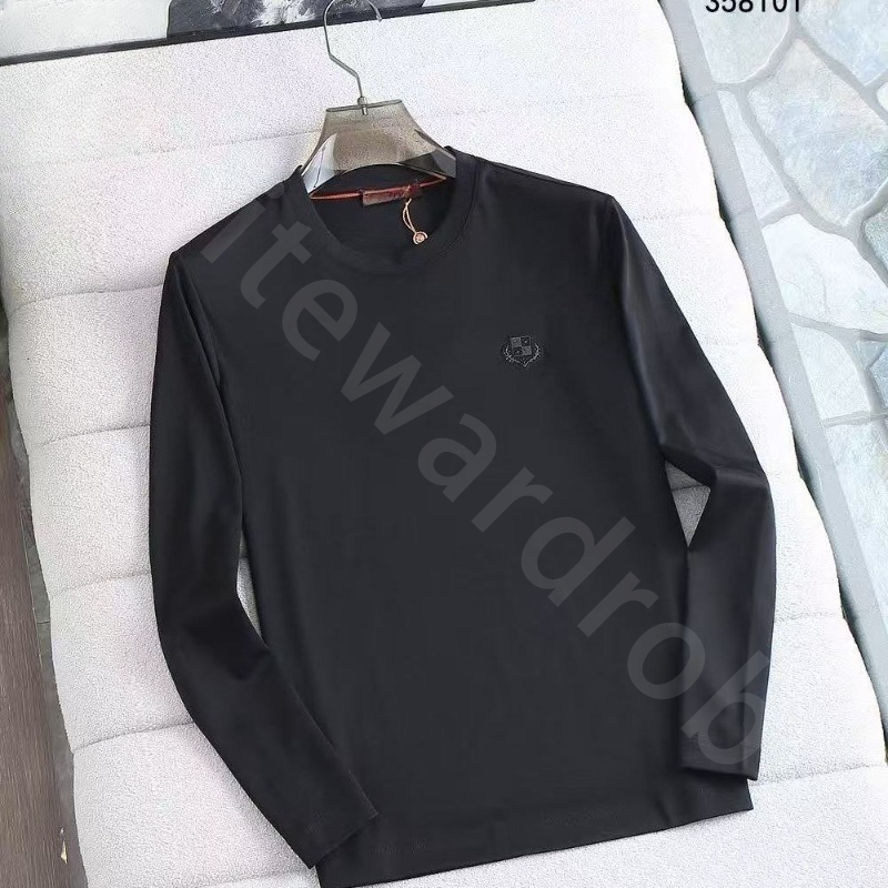 Quiet Luxury Designer Shirt Mens Autumn and Winter Old Money Business Leisure Round Neck Outdoor Sports Long Sleeve T-shirt L1289