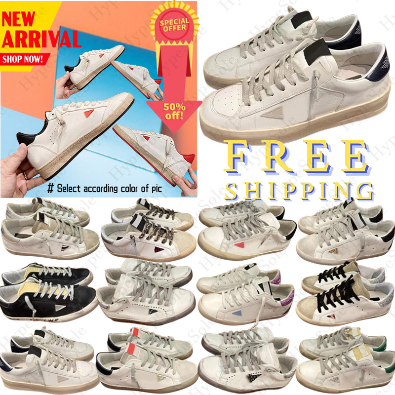 New Designer Shoes Golden Women Super Star Brand Men New Release Italy Sneakers Sequin Classic White Do Old Dirty Dress Shoe Lace Up Woman Man Size