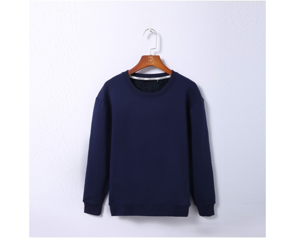 (1141) Thickened fleece sweatshirt Silver fox fleece solid color round neck sweatshirt