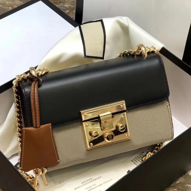 women chain box bag luxury handbag high quality designer makeup bags PADLOCK fashion crossbody clutch shoulder letter lady genuine purse messenge