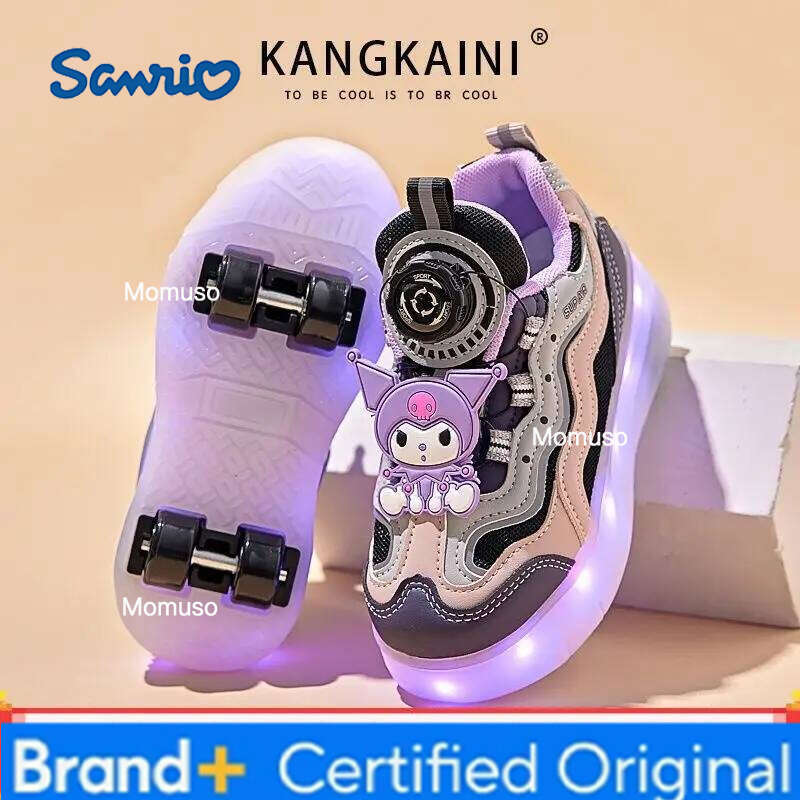 Sanrio Kuromi Four Wheels Girl Student Spring and Autumn Period Luminous Y2K Kawalii Korean Edition Roller Skates H260115