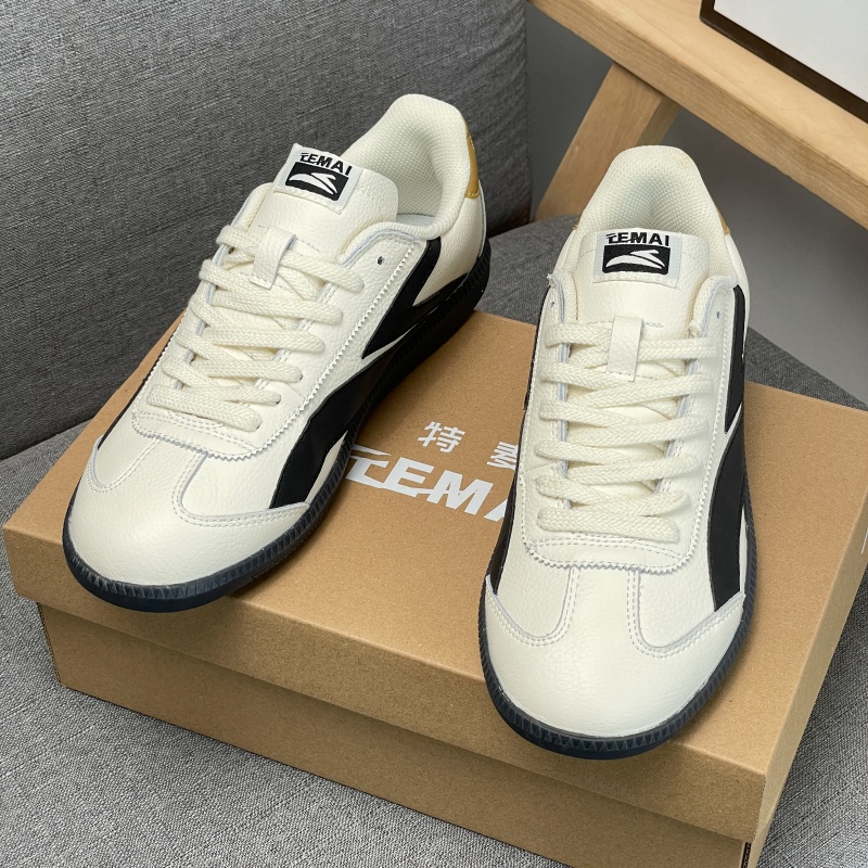 Luxury Brand Designer Shoes TEMAI Luxury 2026 New Arrival Unisex Low Top Casual Sneakers White W/ Black Gold Leather Retro Striped Shoes