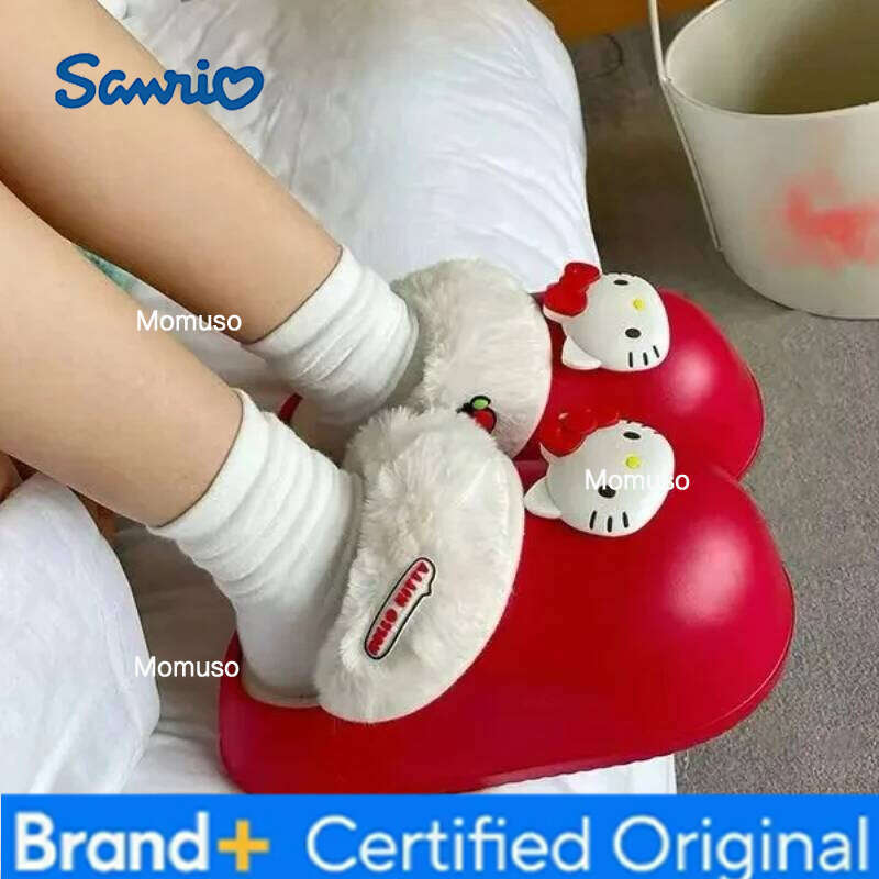 Sanrio Anime Series Removable Cotton Cute HelloKitty Girls Autumn and Winter New Home Indoor Warm Waterproof Slippers H260115