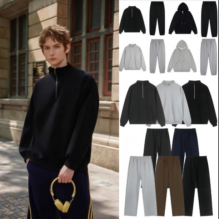 2026 10A Quality New Hot sale Zipper Coat Basic yoga Suit Gym Tracksuit Hooded sweater set clothes Comfort Athletic Lounge sweat set men Pants Hoodi