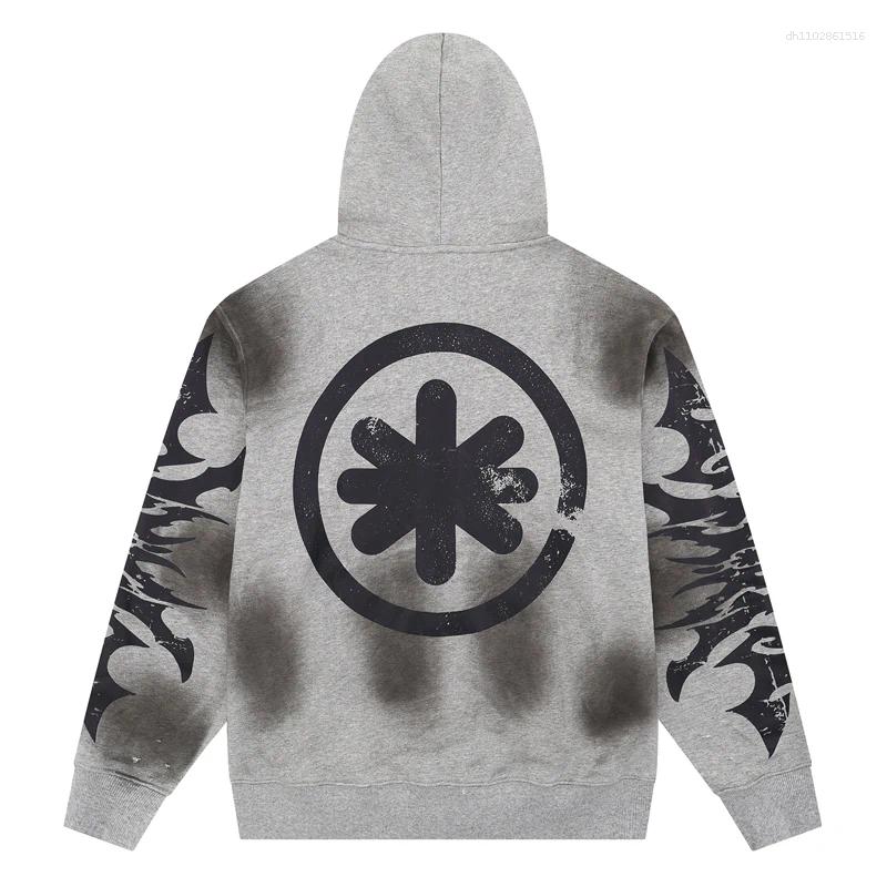 Hoodies Mens Tide Brand LOST Hoodie Wash Water Do Old Retro Zipper Hooded Sweatshirt Classic Pattern Cardigan Men Women L260612