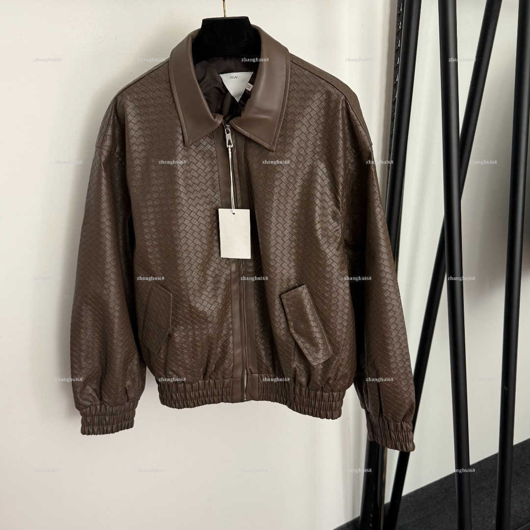 Mode femmes veste automne court femmes manteaux concepteur femmes à la mode tissé à manches longues en cuir veste A1230X08N011