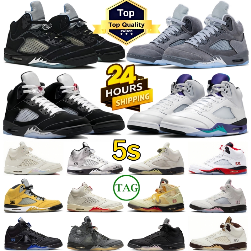 Chaussures de basket-ball Designer 5S pour hommes femmes jor 5 noir métallisé loup gris mousseline feu rouge raisin arctique rose off noir hommes