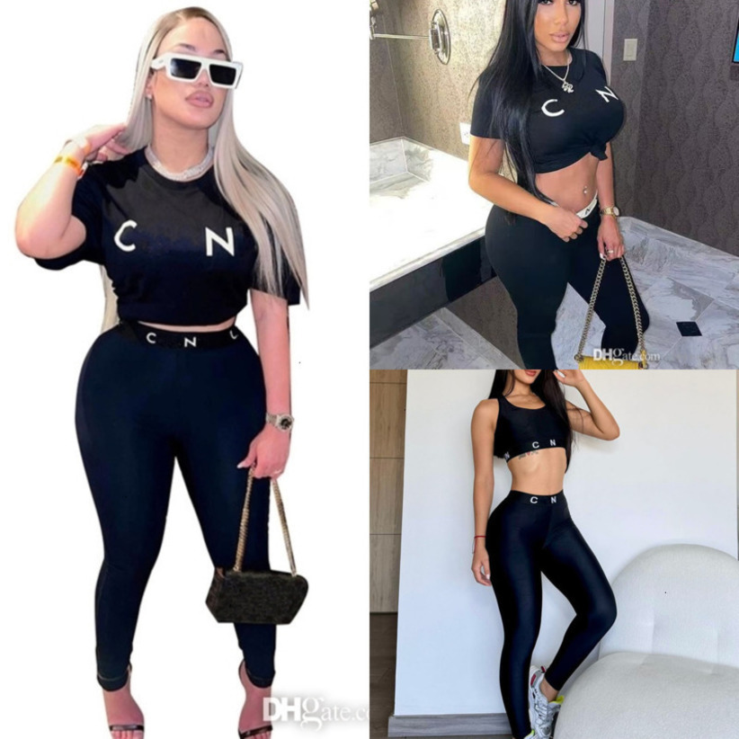 Womens Designer Tracksuits 2026 New Fashion Sexy Two Piece Set Short Sleeve T-shirt Vest Slimming Pants Casual Track Suit 2Pcs Sets Outfits