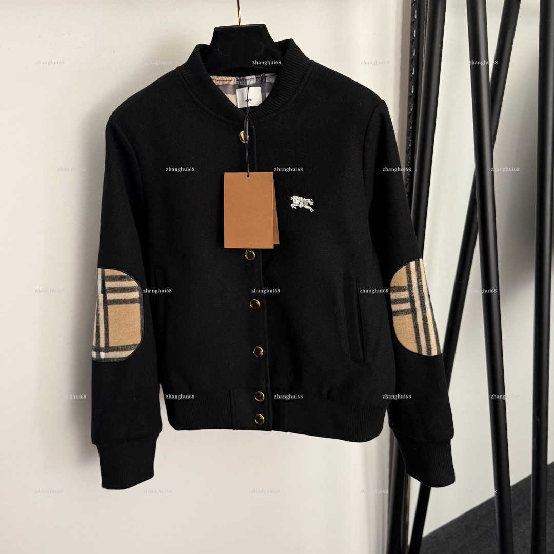 Fashion women jacket autumn short women coats designer women embroidered checkered patchwork long sleeved jacket A406X08N011