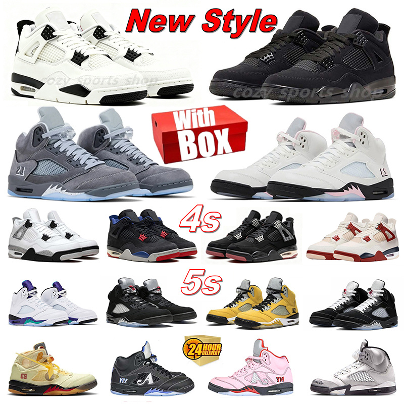 Wolf Grey 5s Basketball Shoes man woman Medium Soft Pink 4s Black Cat Flight Club London White Cement Black Metallic high quality outdoor sneakers w