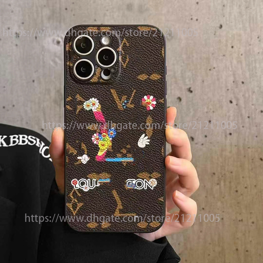 1V phone case for iPhone 17 16 15 14 13 Pro 12 11 Max Plus 16Pro colorful sunflower graffiti phone case classic print 17Pro cover 15pro 14Pro ful