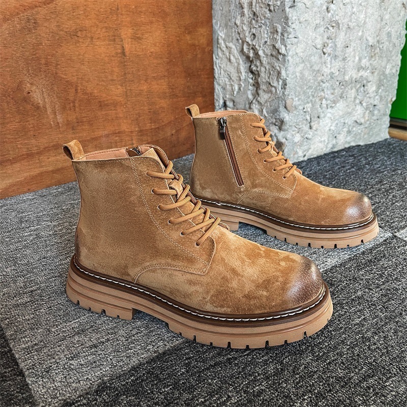 2025High Top Boots Mens Leather Shoes Fashion Motorcycle Ankle Boots for Men Winter Boots Man Shoes Lace-Up Botas Hombre251205