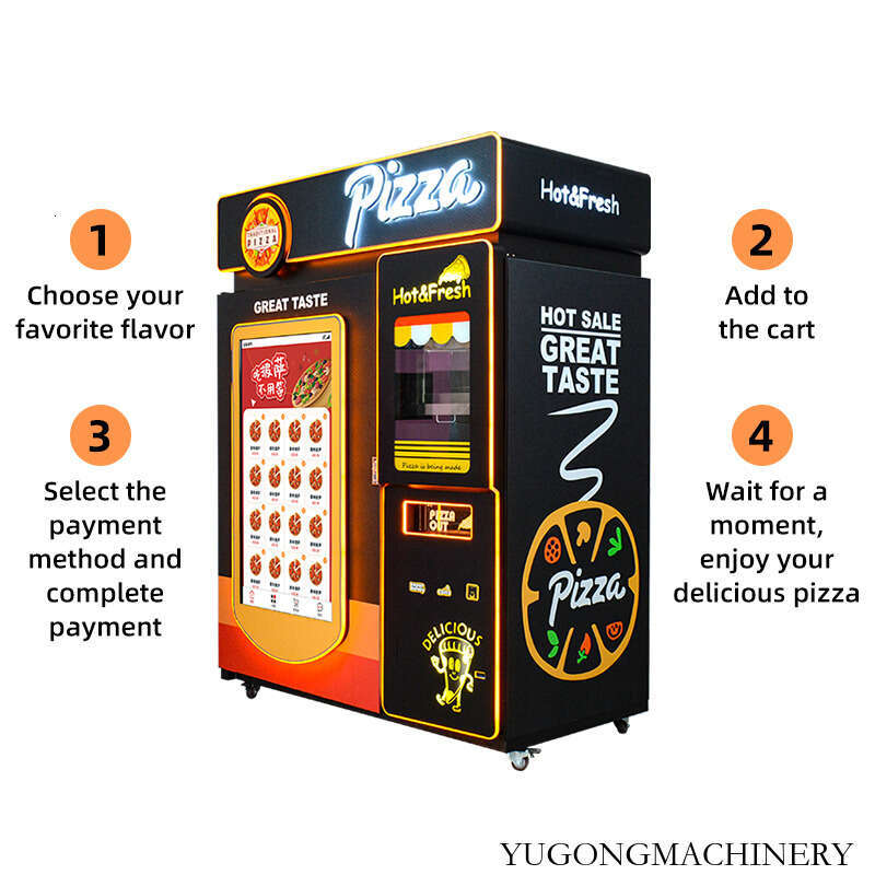 Commercial Pizza Vending Machine with Refrigerated Storage and Fast Heating Oven Automated Pizza Kiosk for Train Stations and Cinemas-image-1092156945