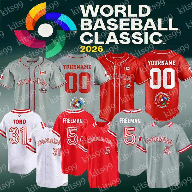 2026 WBC World Baseball Classic Jersey Team Canada Baseball jersey Freddie Freeman Otto Lopez Denzel Clarke Jacob Robson Tyler O'Neill Abraham