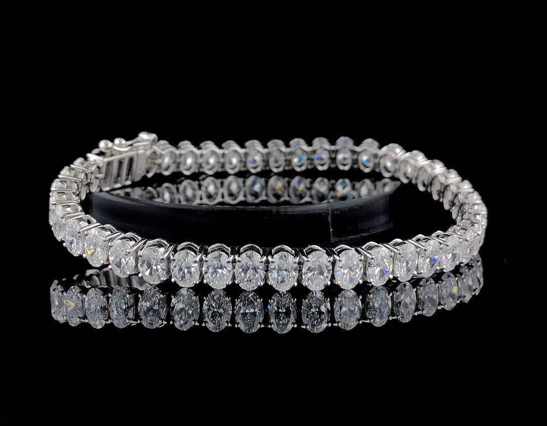 VOAINO 18K 14K 9K Gold Oval Cutting Custom Solid Gold Lab Grown Made HPHT Diamond Tennis Bracelets
