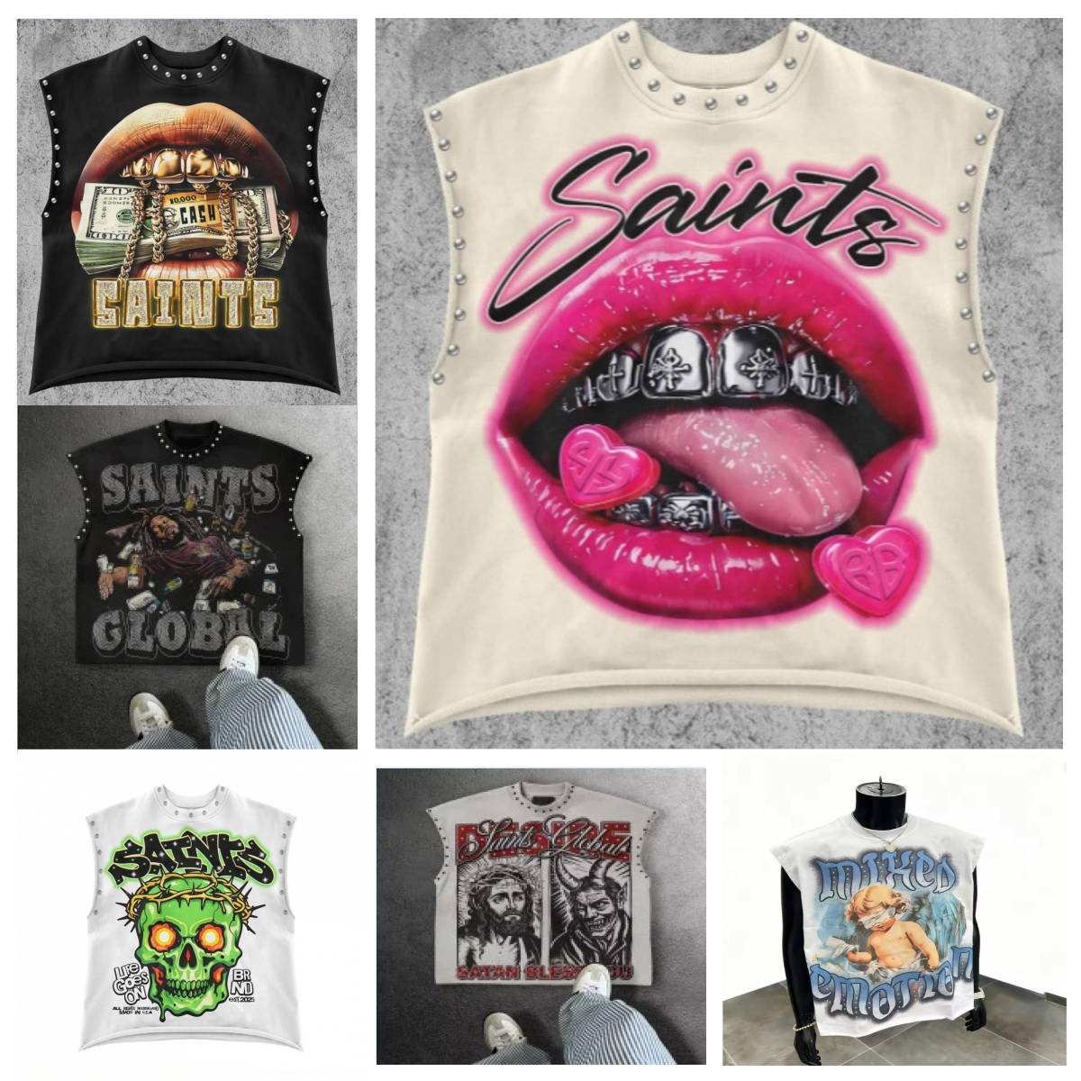 Men T-Shirt Men's short sleeve Punk Millennium Subculture Y2k Street Hip Hop Vintage Shirts Personality Pure Print Loose Daily Casual Beach Sle