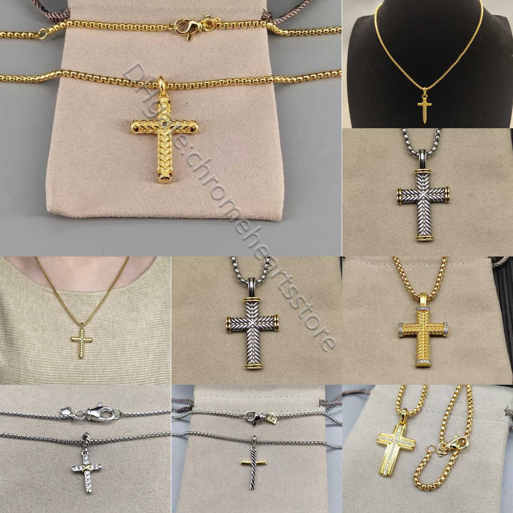 Cross Designer necklace 925 silver Women Men 50cm adjustable 18K Glod Plated Luxury necklaces diamond dagger Pendant Retro Classic Gift Wholesale ac