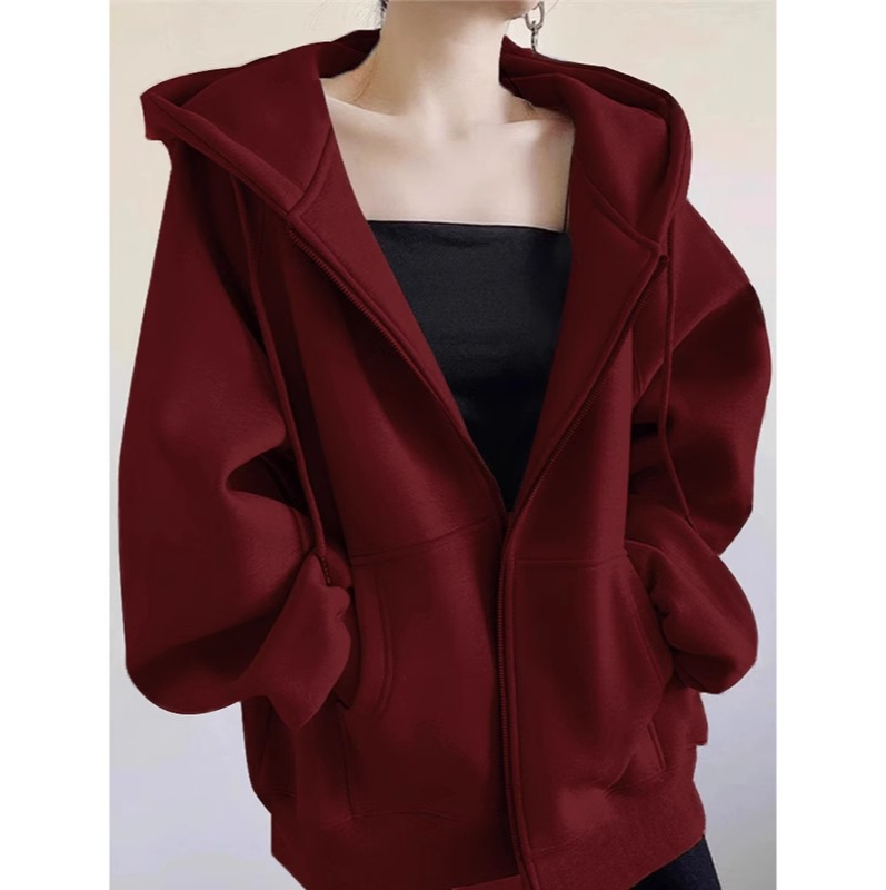 Veste Cardigan à capuche grise avec fermeture éclair pour femme, nouvelle collection automne/hiver 123, pour le début de l'automne