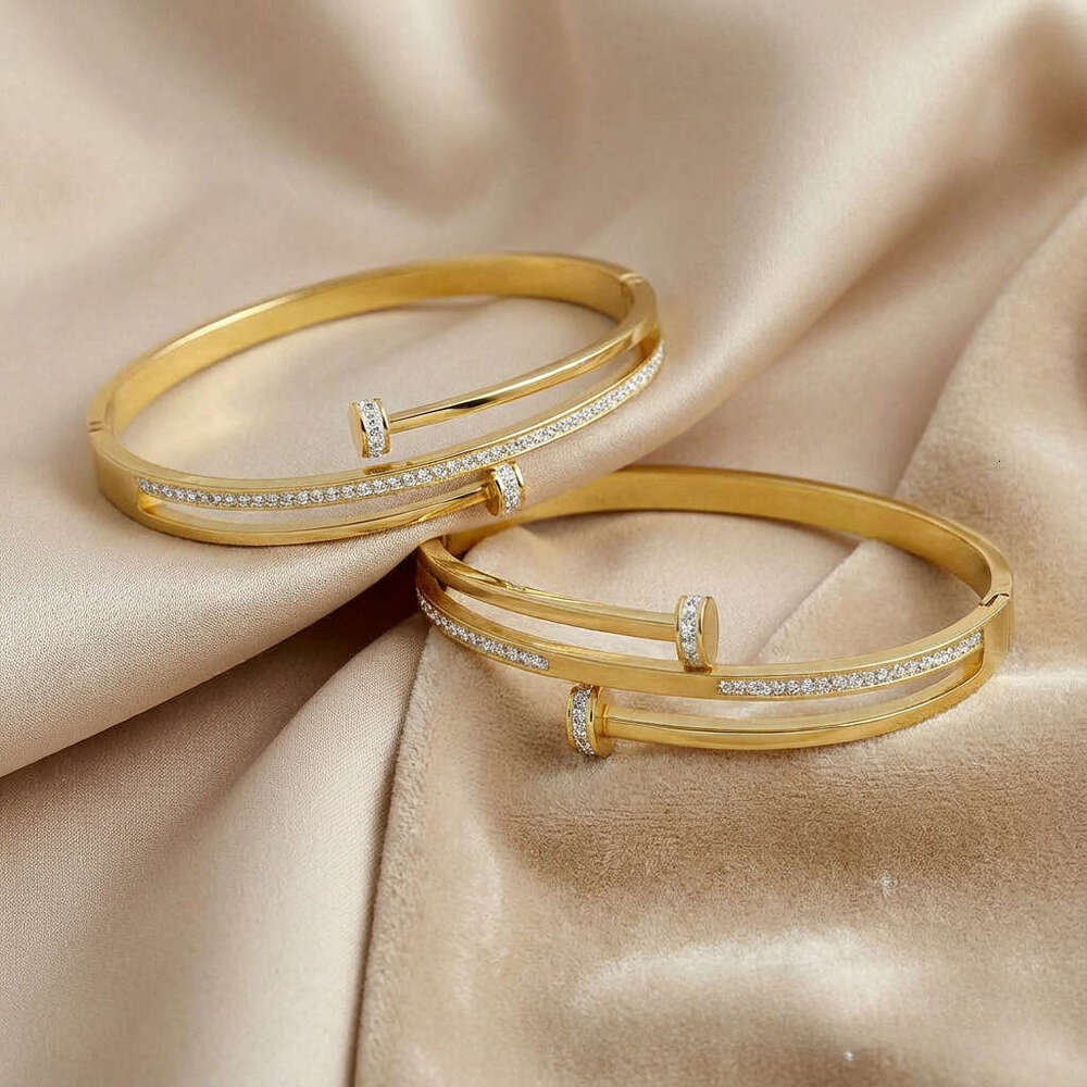 Women Jewelry Bracelet Women Titanium Steel Gold-Plated Nail Bangle High-End Personality Hand Jewelry for Autumn & Winter Wholesale