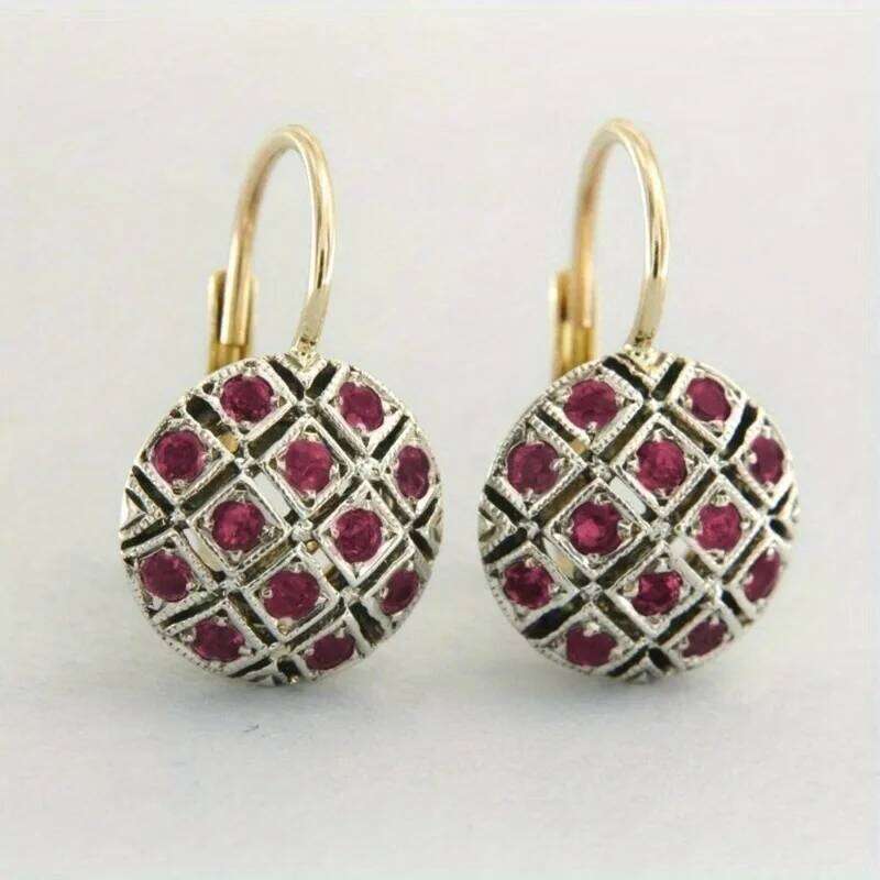 Pendientes colgantes de circonita roja y rosa bohemia Vintage, joyería de boda, regalos diarios elegantes para mujer, accesorios de fiesta a372b