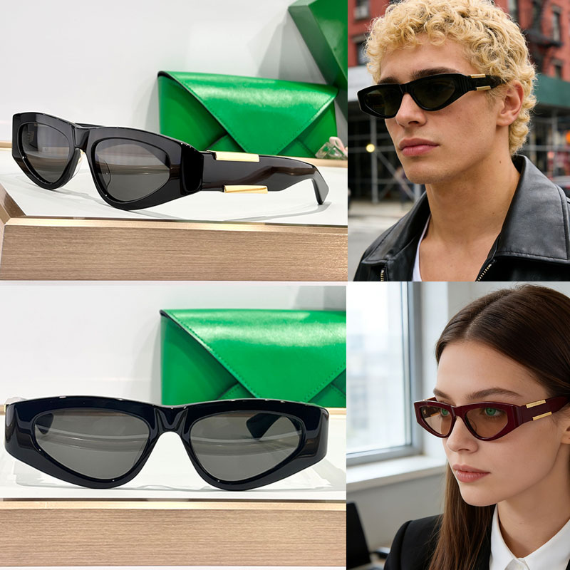 Mens Dash Cat Eye Sunglasses Womens Designer cateye sunglasses Small oval retro Casual minimalist wide leg goggles Black acetate frame BV1407