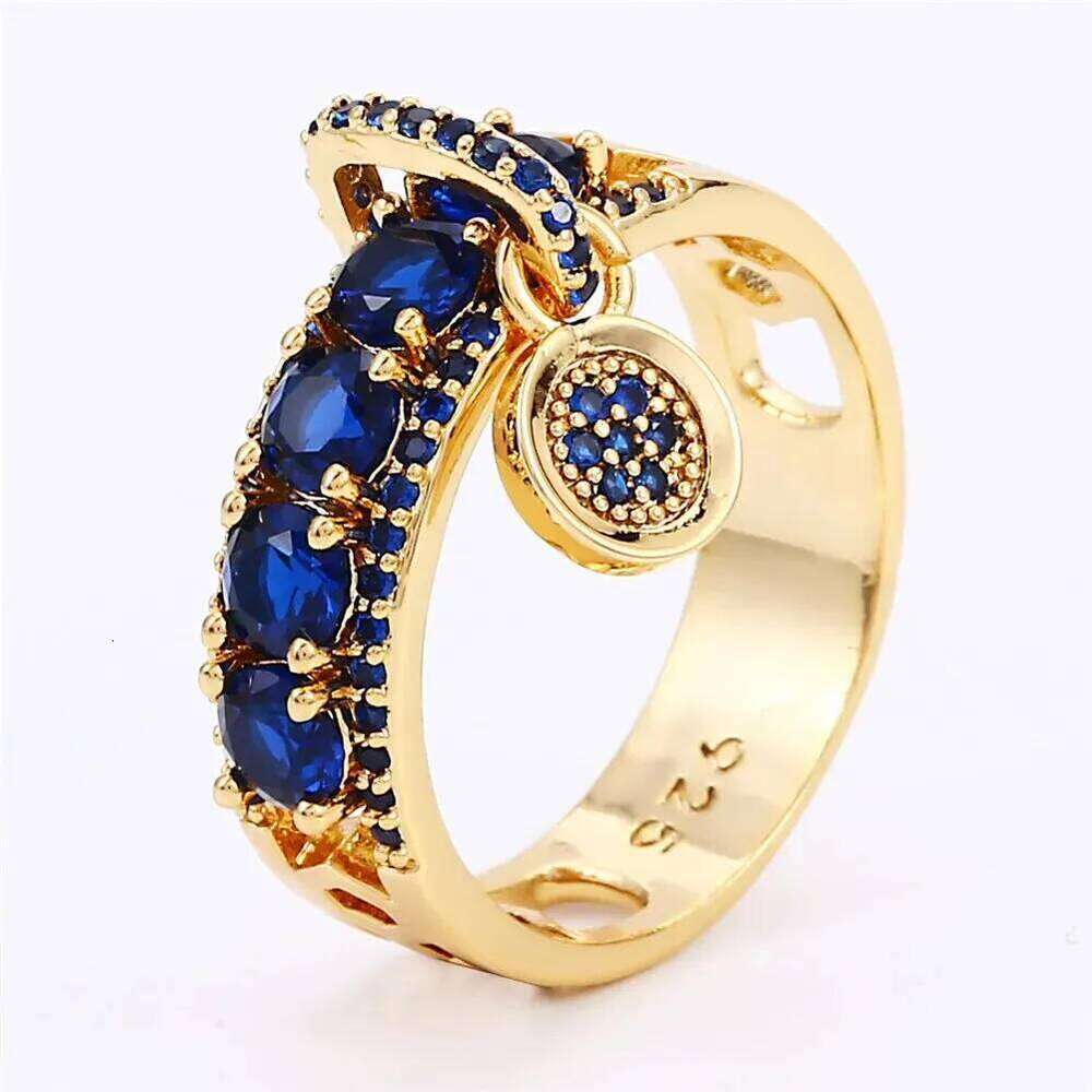 New Arrival Vintage Rose Gold Filled Wedding Rings For Women Fashion Jewelry Luxury Blue Zircon Engagement Ring 20c8b