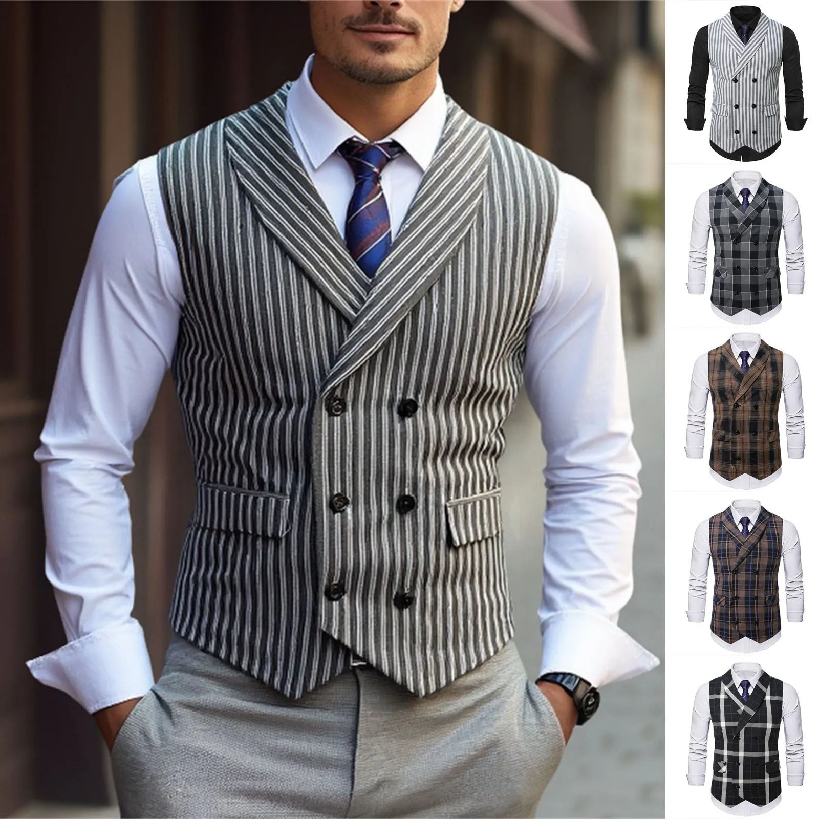 2025 Mens Spring Casual Single Button Suit Vest V Neck Style British Waistcoat Formal Business 260109