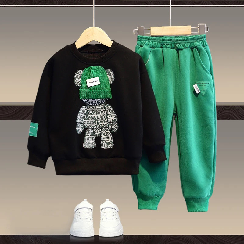 Boys And Girls Clothing Set Children Hooded Outerwear Tops Pants 2Pcs Outfits Kids Teenage Costume Suit Spring Autumn Trend 260106 M260305-image-1096279332