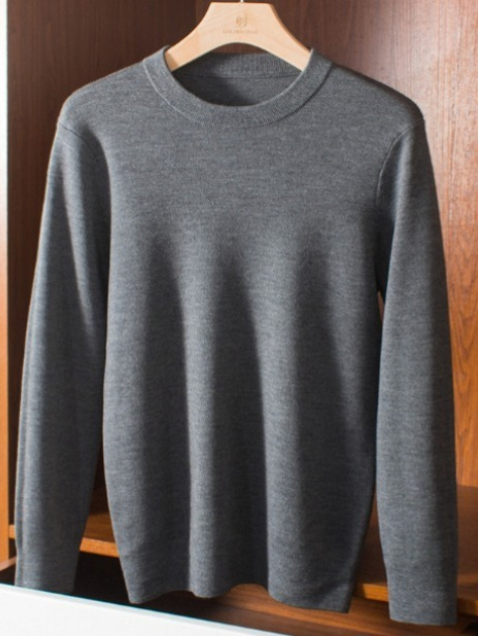a636 Pull en laine pour hommes, fond rond épais et chaud à quatre broches pour l'automne et l'hiver