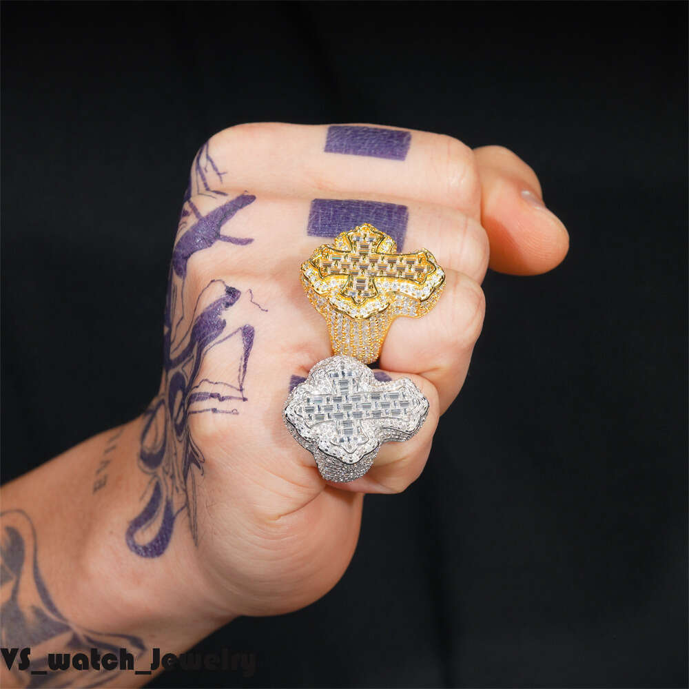 Hip-hop style design, VVS D color, ice-clear men's moissanite diamond ring-image-1101498442