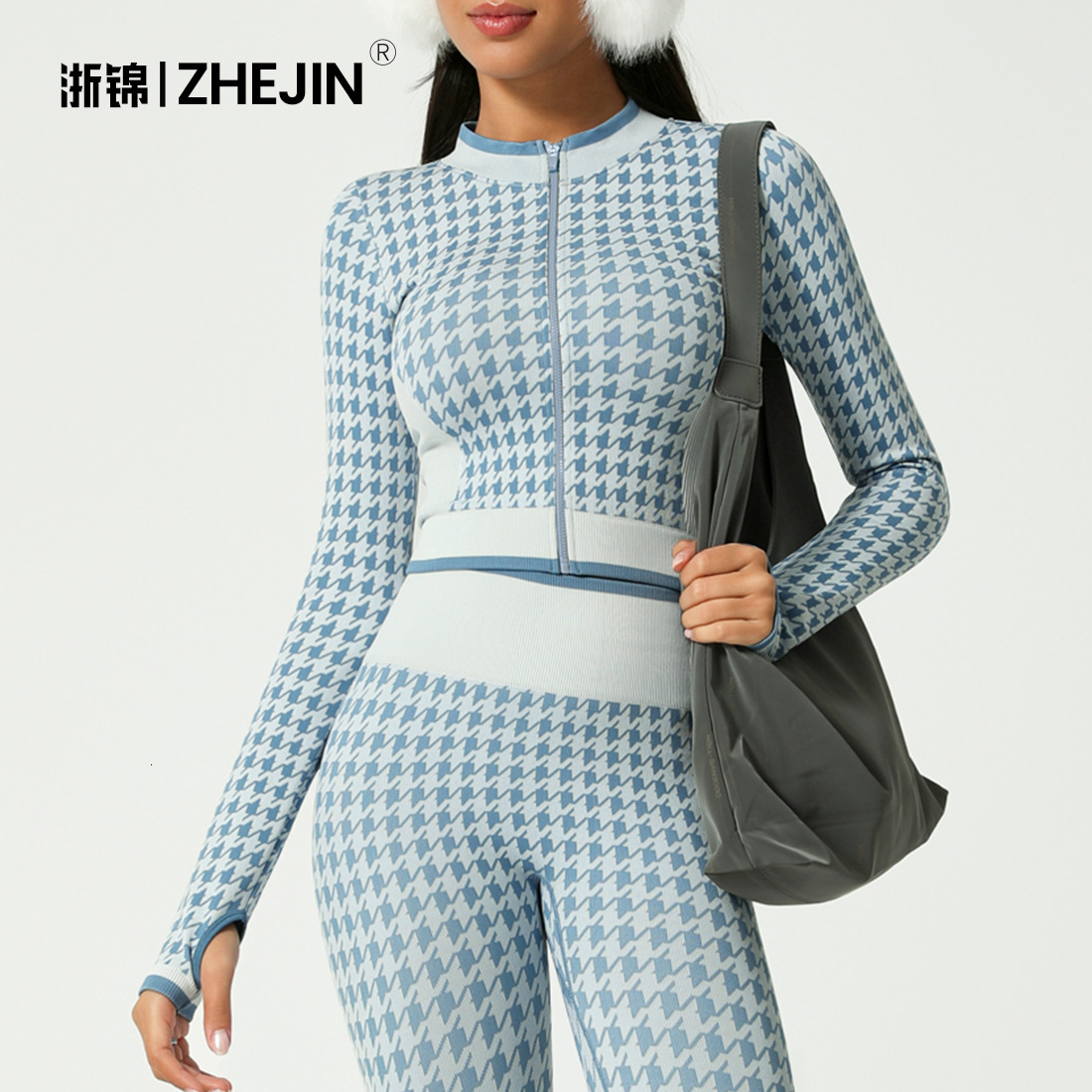 Designer Luxury Brand Clothes Sample European And American Seamless Houndstooth Jacket Sports Fashion Casual Wear L260612