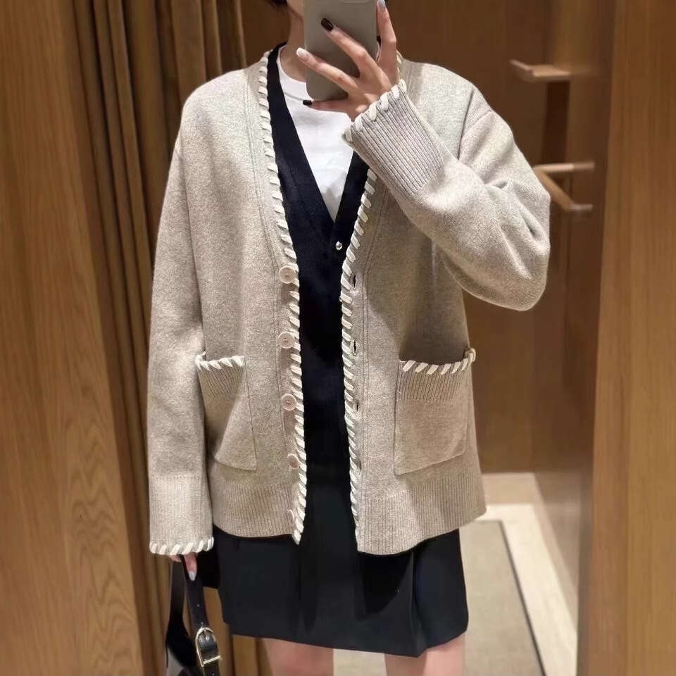 E29 2026 début du printemps nouvelle mode grand Cardigan en tricot de laine à épaules tombantes pour les femmes