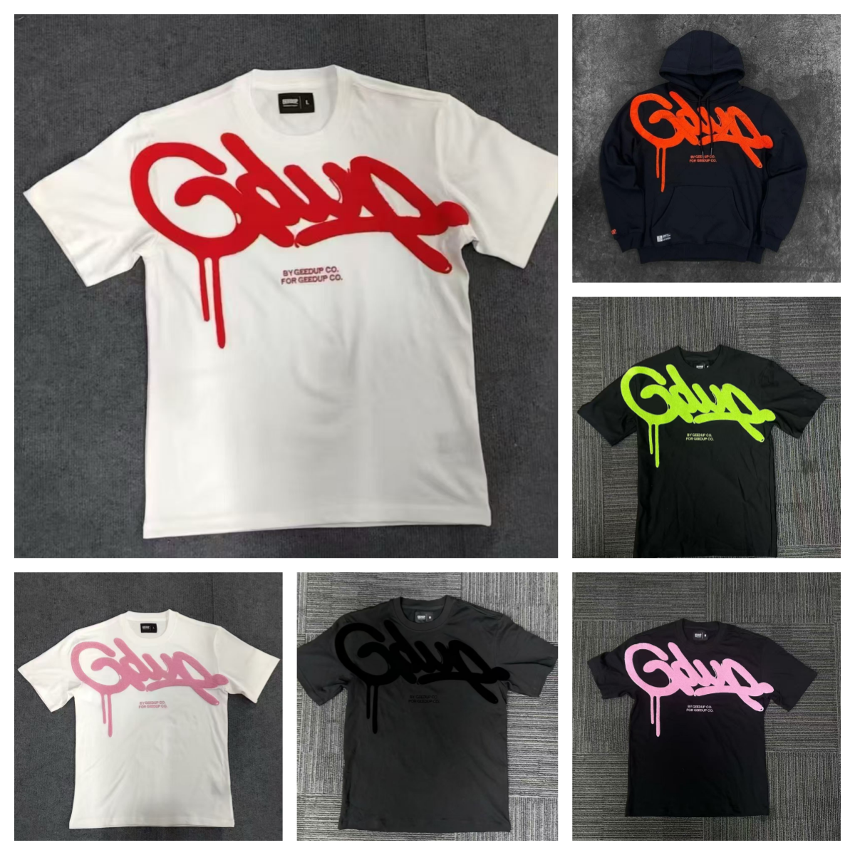 Geedup Hoodie Men's T Shirts GEEDUP Shirt Retro Harajuku Men Women Letter Printing Casual Sweatshirt Tee Fashion Gothic Short Sleeves Tops