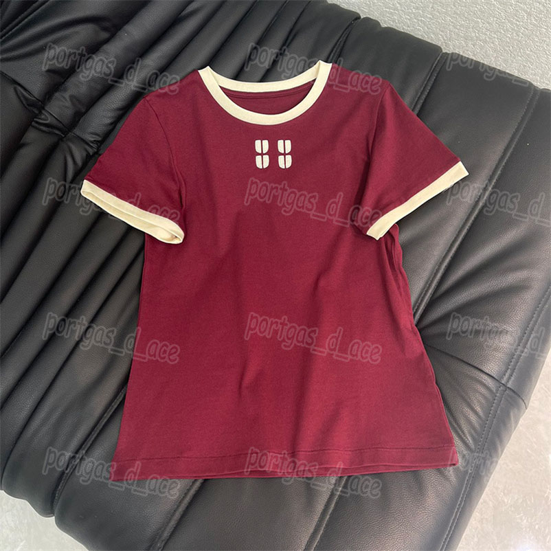 Contrast Color t Shirt For Women Designer Slim Fit Short Sleeve Tees Summer Basic Preppy Style Tops