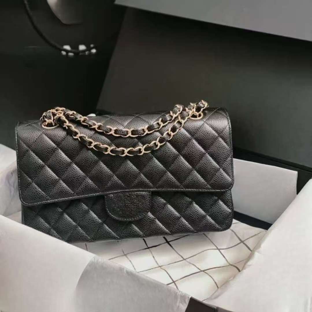 19A Classic Double Flap Bag Designer Crossbody Purse Bag Fashion Chain Shoulder Bag 25CM 30CM Handmade in Original Lambskin Caviar with 18K gold pla