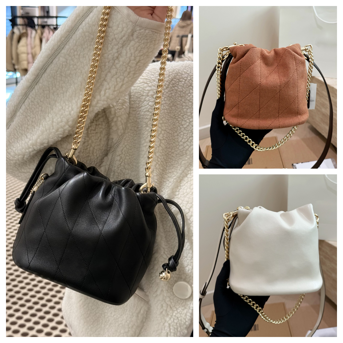 Top quality Designer bag mini Drawstring Bucket bag Chain Shoulder bags Women Trendy All-Match Crossbody Handbag Suede bag Genuine Leather Drawstrin