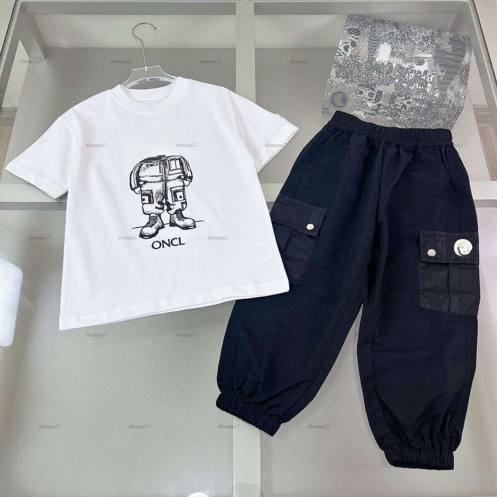 Top baby T-shirt set Two-color lapel boys girls tracksuits kids designer clothes Fashion POLO shirt and Work pants A165X05N048-image-1092481082