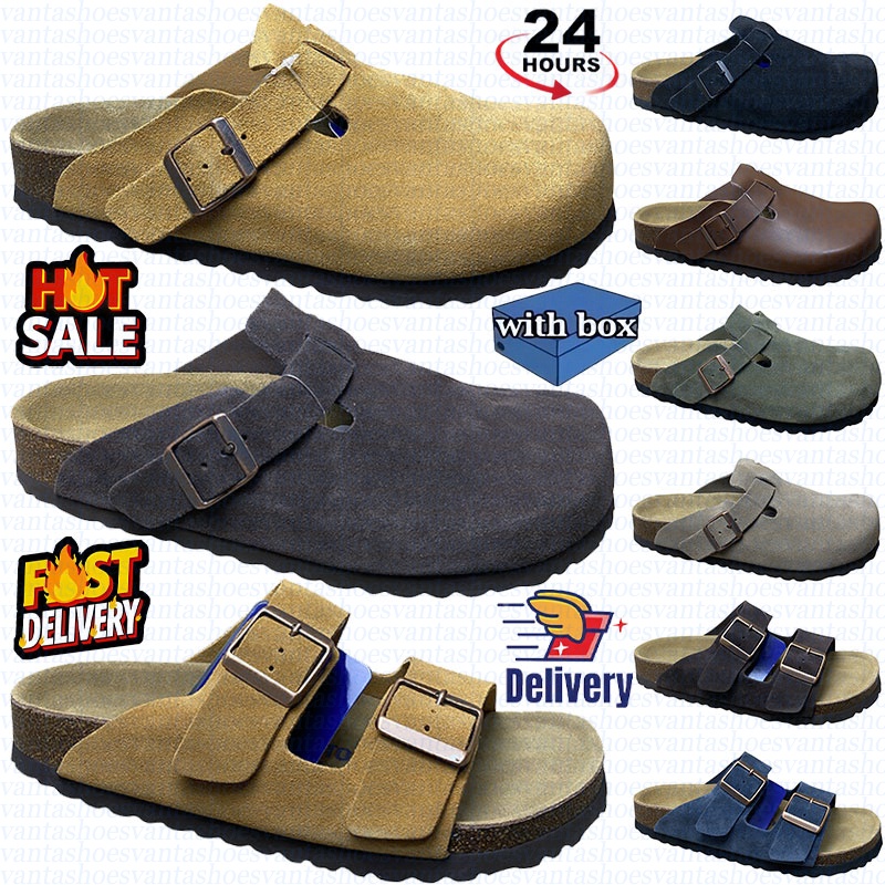 Designer Clogs Slippers Sandals Men Women Cork Flat Slipper Slides Suede Leather Slide Clog Flip Flops Slipper High Quality Fashion Summer Genuine L