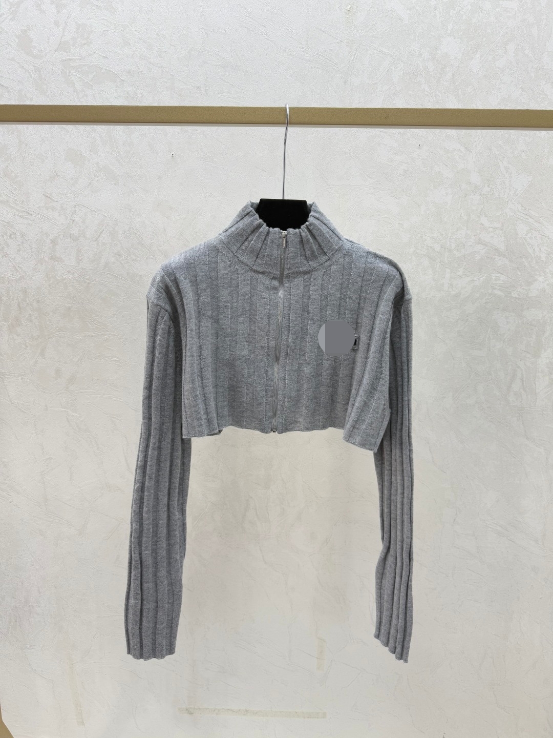 2026 Early autumn new style - Solid color high-neck knitted long-sleeved cardigan - Gray