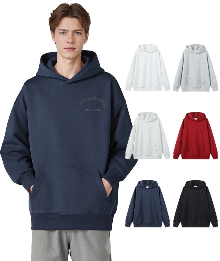 UU-L5738 Unisex Pure Cotton Silver Fox Velvet Embroidery Hoodids Fashion Loose Sport Hoodless Rope Hooded Sweater for Men and Women Sport Sweatshirt