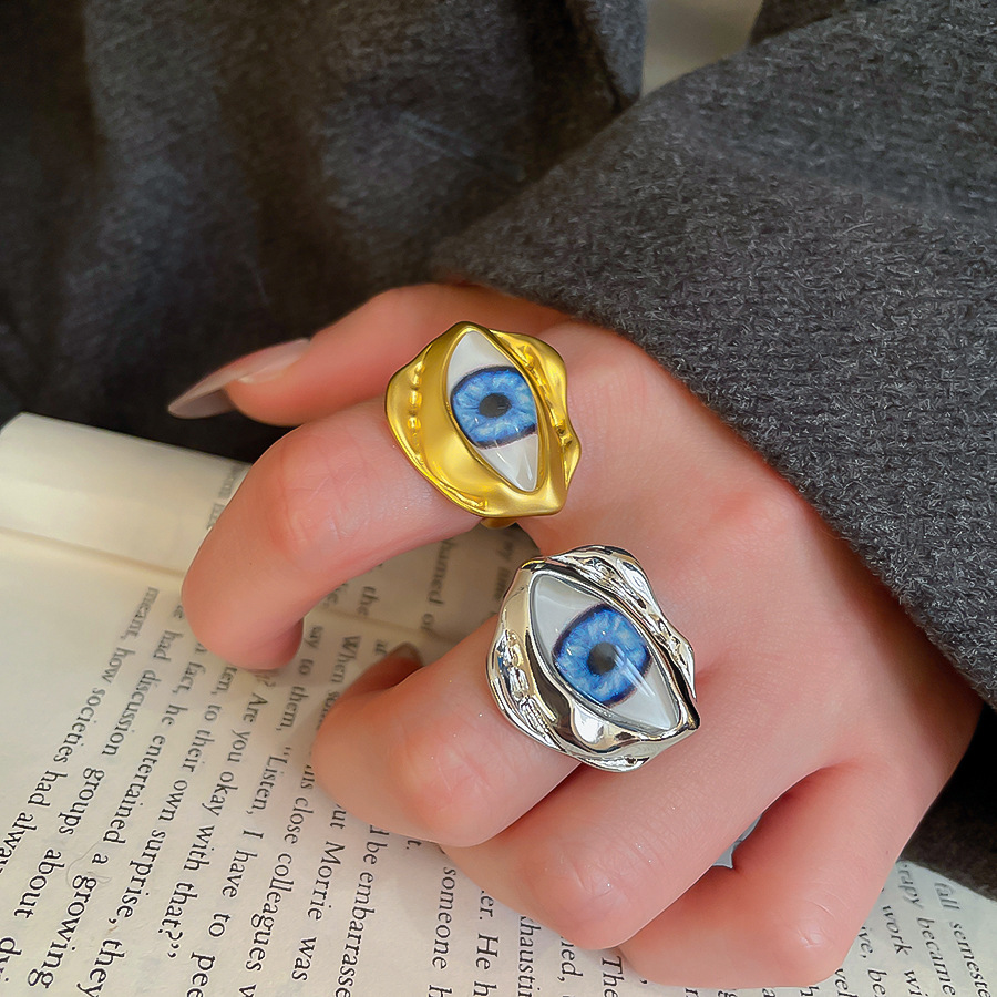 French Retro Niche Unique Light Luxury Personality Irregular Demon Eye Simple Exquisite Open Ring for Women-image-1092486578