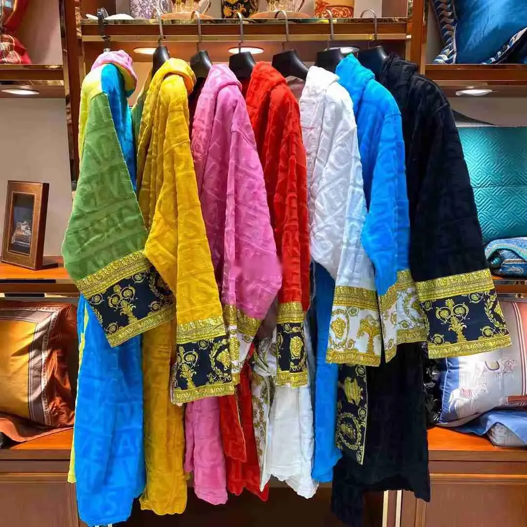 Bathrobe for men and women sleep robe unisex man cotton sleepwear night robe highquality bathrobe designer robe breathable elegr 13 Colors Hooded ba