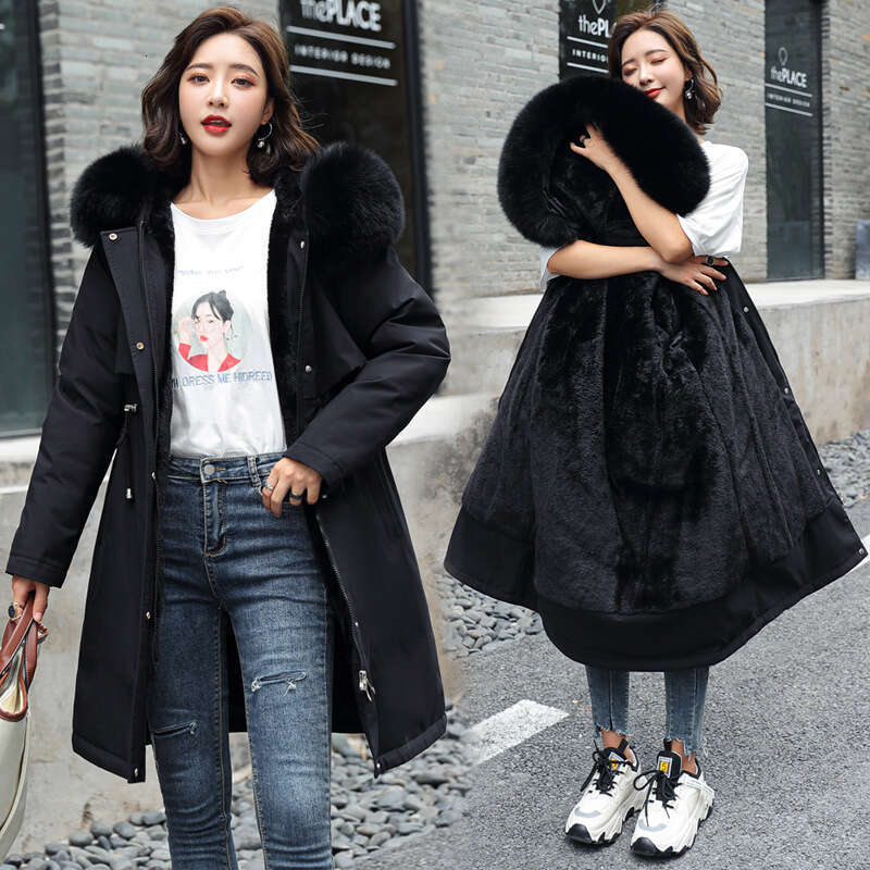 Parker Women Winter 2025 New Slim Down Cotton Jacket Fashion Versatile Fleece Thick Fur Coat