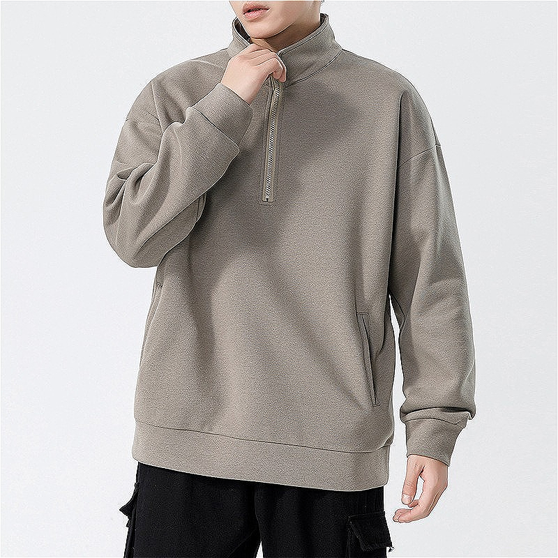 H427 Turtleneck Sweatshirt for Men Autumn and Winter Thickened Loose Trendy Solid Casual