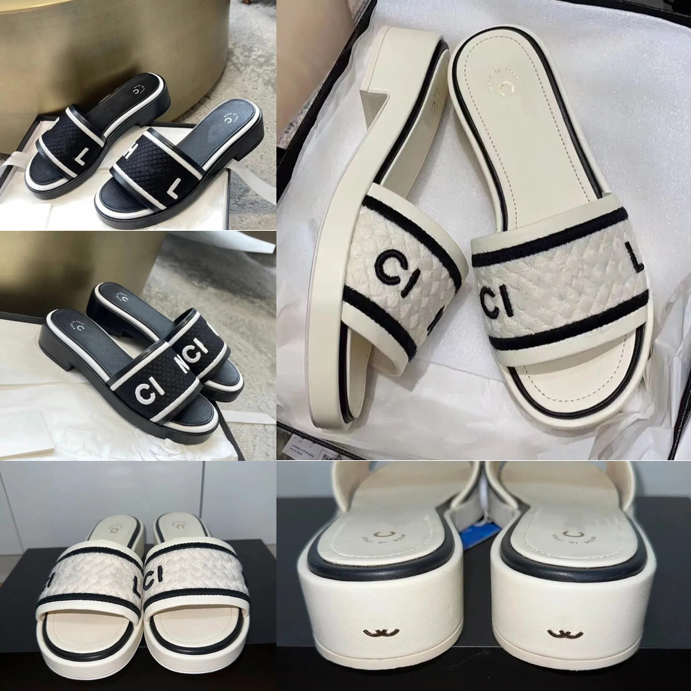 2026 luxury sandal for women platform sandals embroidery slides shoes thick bottom summer flat heel casual beach buckle high quality slipper Thick-s