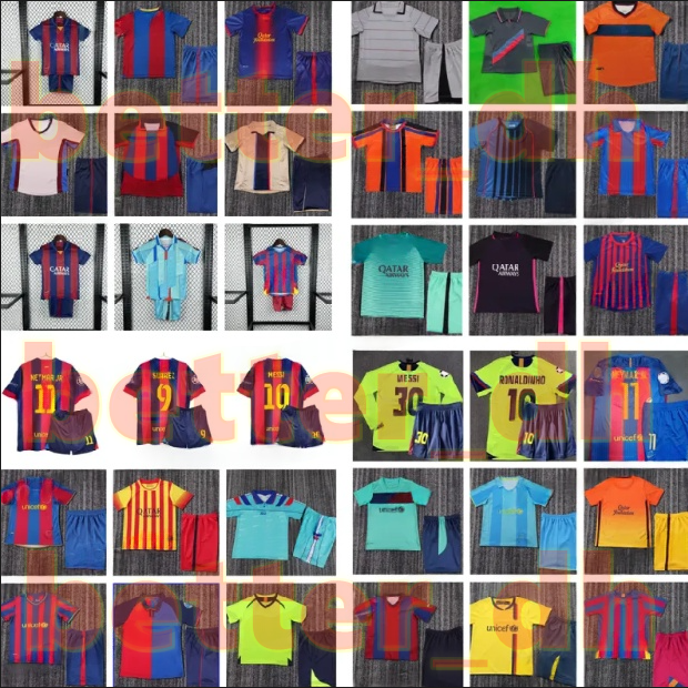 Barcelone kit rétro enfants maillot de football MESSIS RONALDINHO XAVI 1996 1997 2005 2006 2007 2008 2009 2010 2011 2014 RONALDO RIVALDO GUARDIOL
