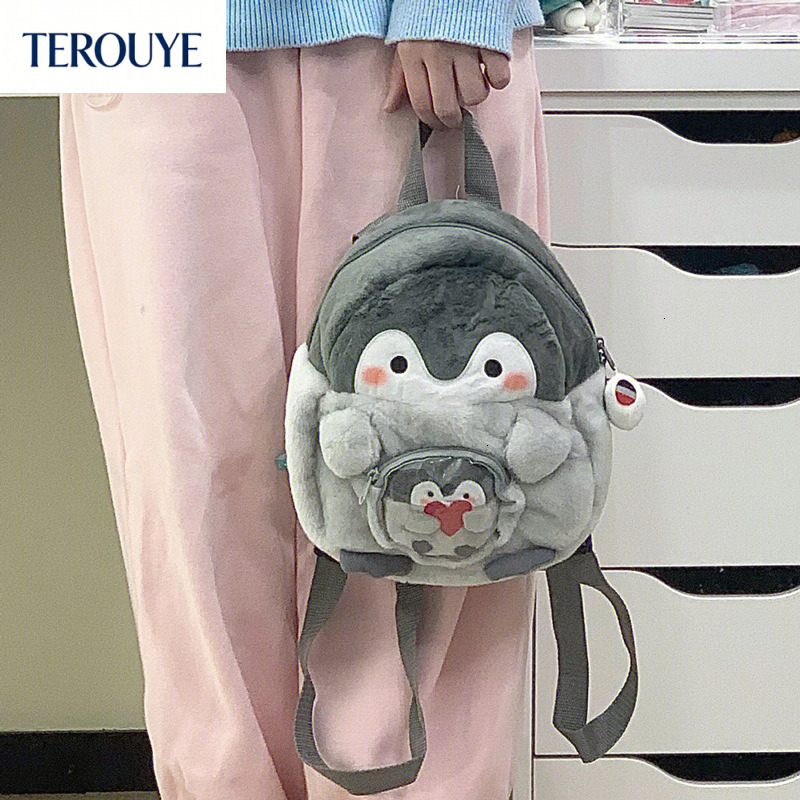 TEROUYE autumn new penguin cartoon women s backpack lightweight atmosphere and cute girl plush Top fashion doll mini backpack minimalist style backp