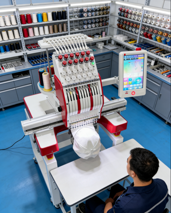 EOM 15-Needle Commercial Embroidery Machine 240*360mm Large Embroidery Area 1000SPM 9" Touch Screen USB & WiFi Beginner-image-1092489530