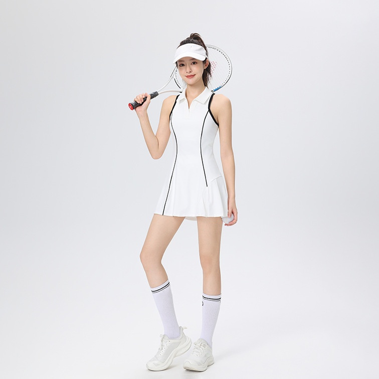 UU-L5735 Combinaison tenue de Golf et Tennis pour femme, robe de sport d'été sans manches, haut polo à revers et jupe courte amincissante, une pi